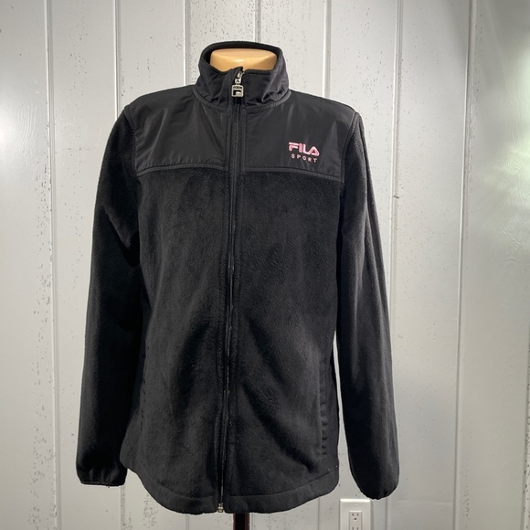 *Fila Sport Junior's Black  Zip Up Fleece Jacket Sz M - Picture 1 of 11